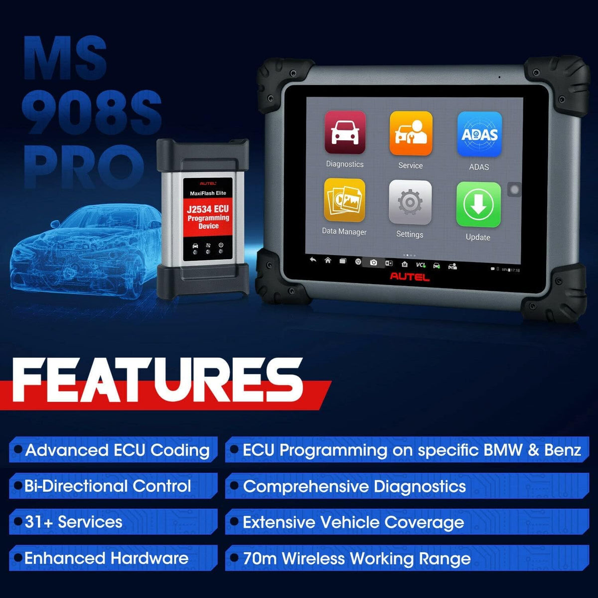 Bi-Directional Diagnostic Scan Tool with ECU Programming V61018