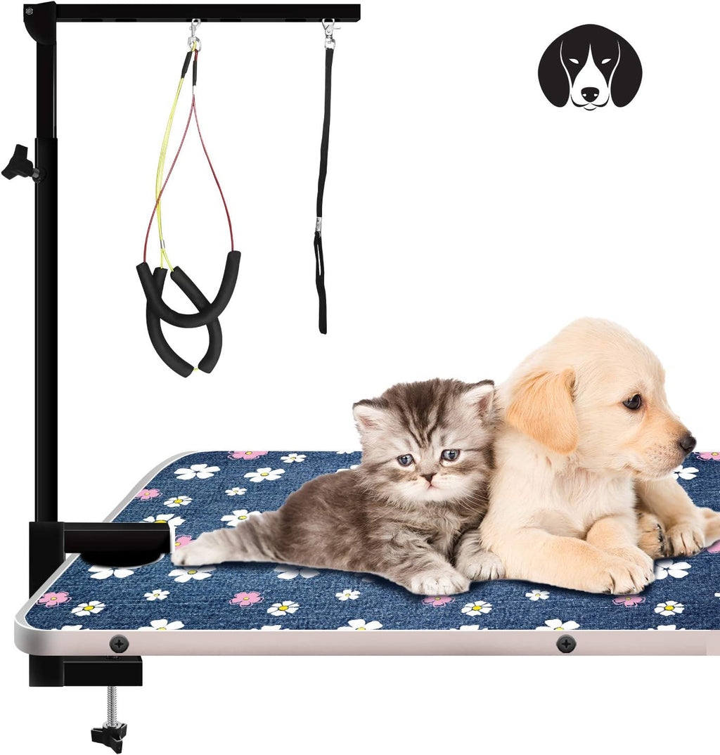 Dog Grooming Arm with Clamp Portable Two Grooming Arms 41 inch Height Adjustable Dark Grey E3201