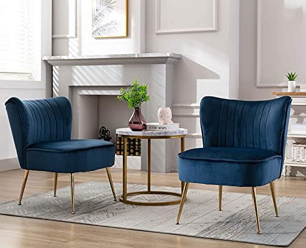 Velvet Accent Chairs Set of 2 with Golden Legs A355894