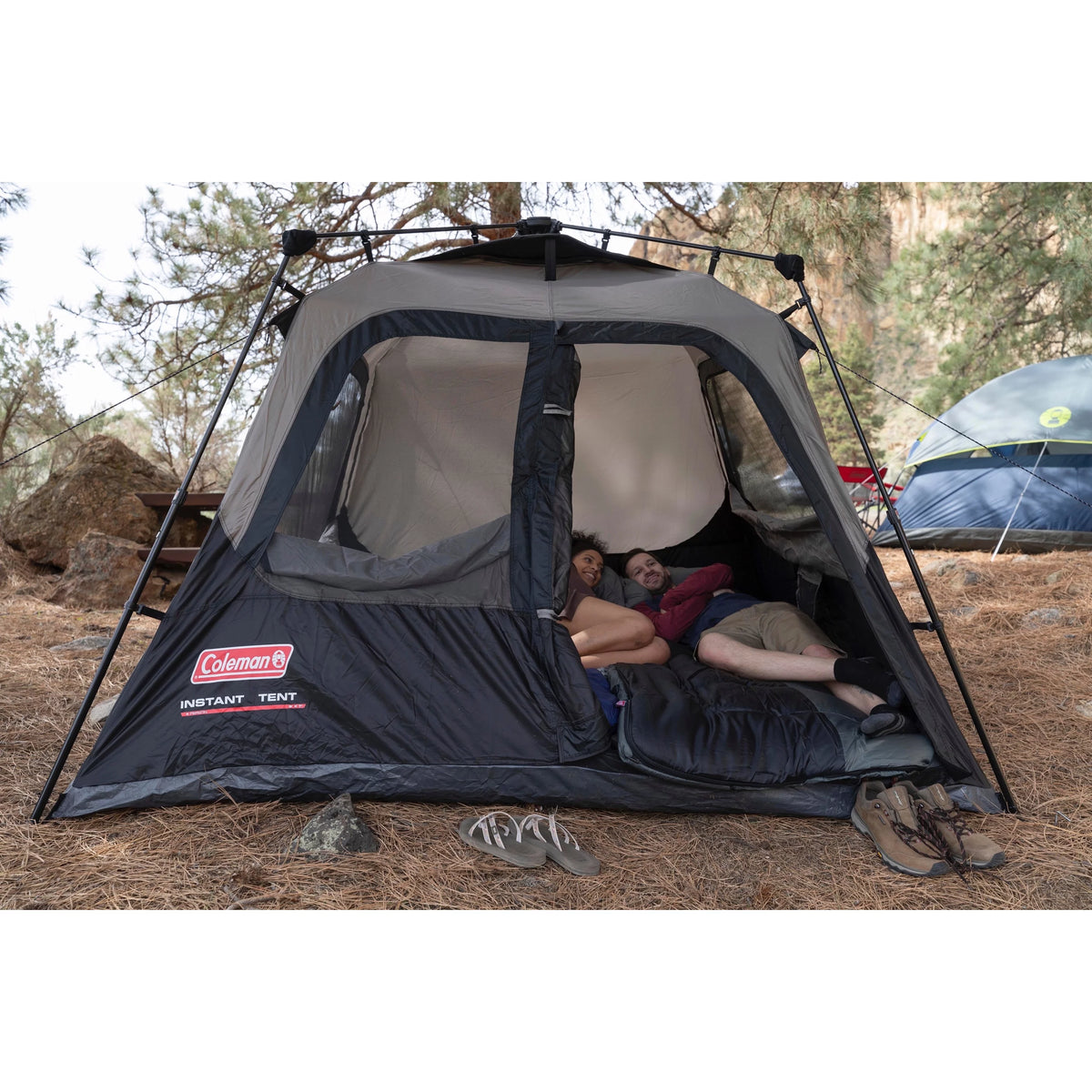 6-Person Cabin Camping Tent with Instant Setup, Gray O718522