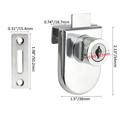 4Pack Zinc Alloy Double Glass Door Display Lock Cabinet Lock with 2 Alike Keys for 4.5-8mm Glass Door C149905