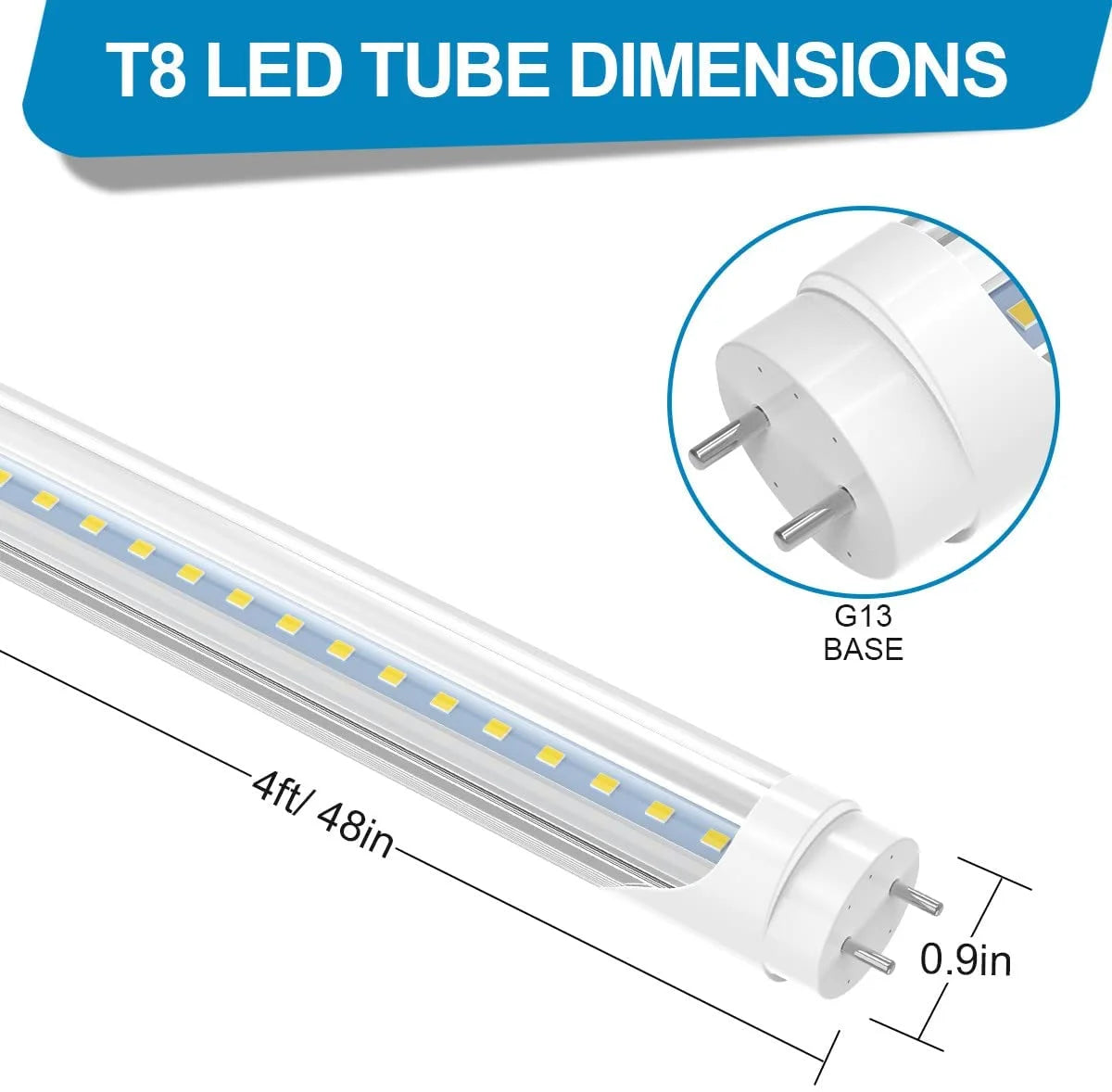 25-Pack 4ft LED Tube Light Bulbs, 6000K Cool White, 2400 Lumens Z562621