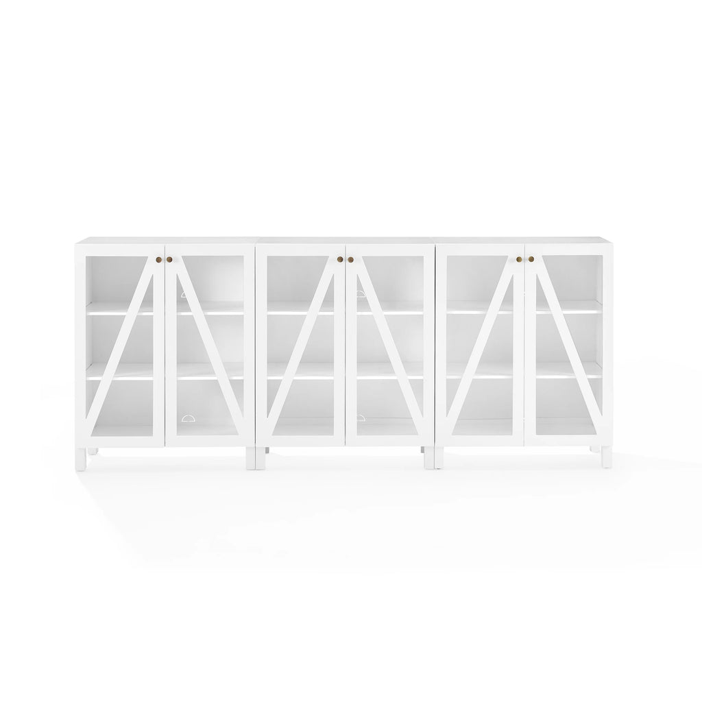 White Wood Media Storage Cabinet Set of 3 Y50652
