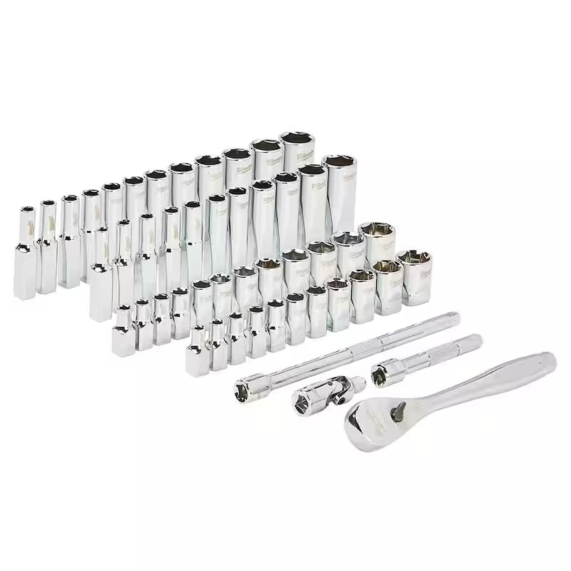 1/4 in. Drive SAE/Metric Ratchet and Socket Mechanics Tool Set (51-Piece) S95059