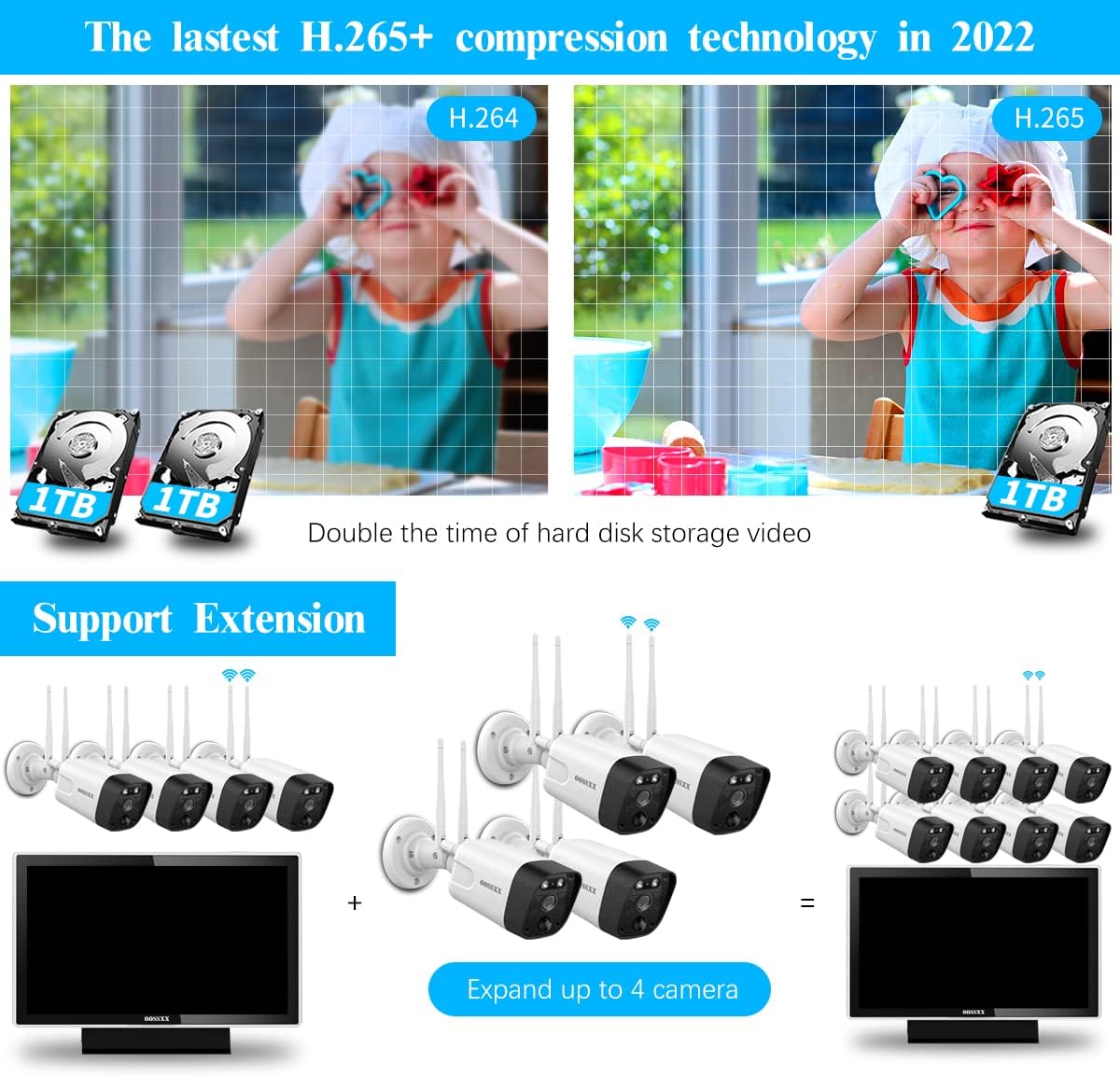 3K 5.0MP Wireless Security Camera System with 1TB Hard Drive E863