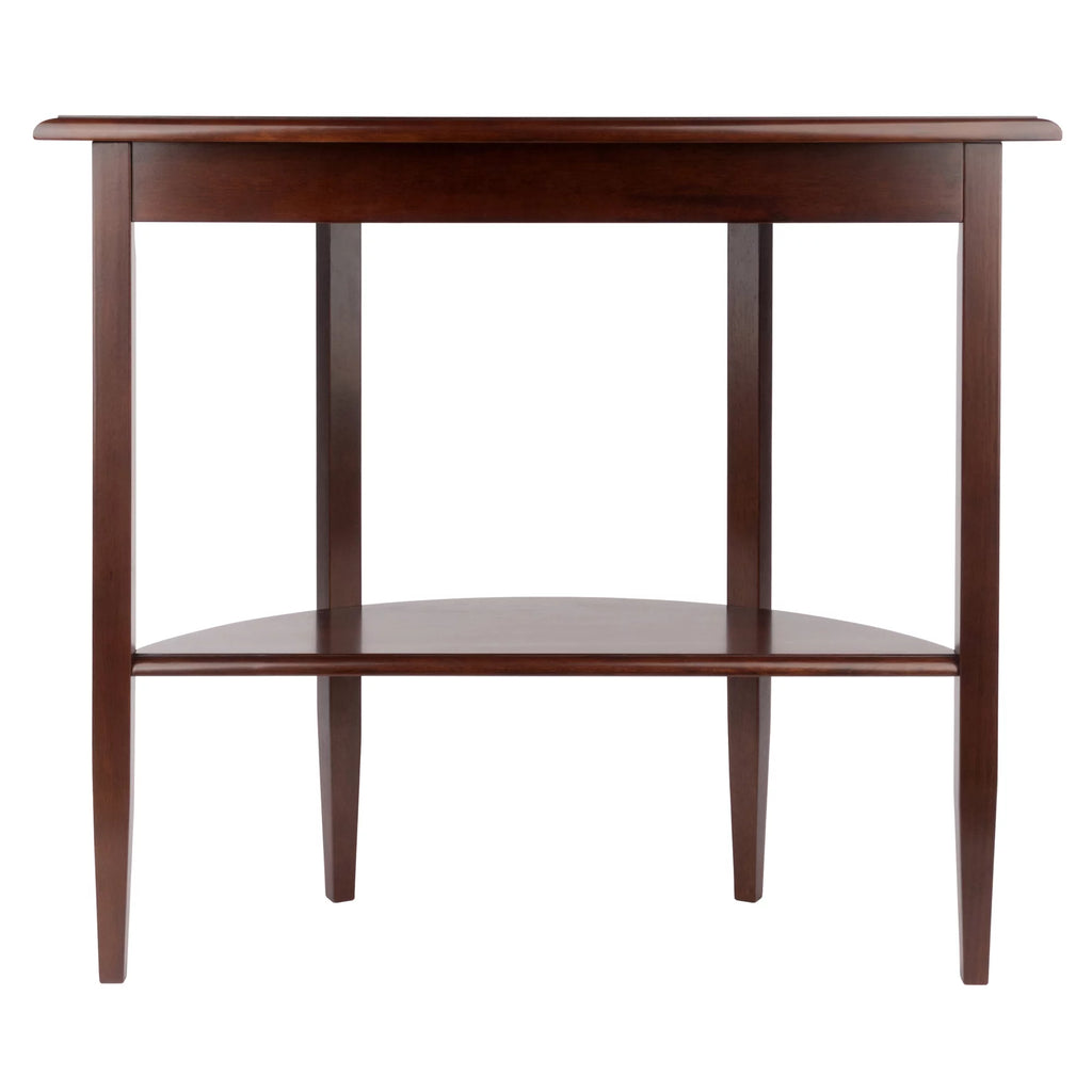 Walnut Half Moon Console Table with Drawer and Shelf E751