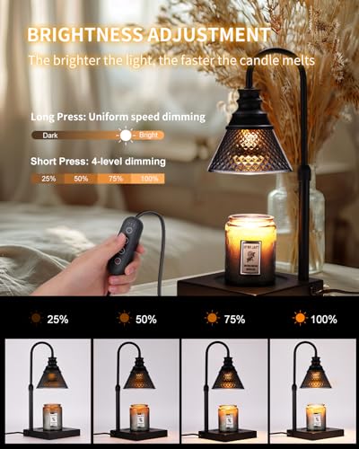 Black Electric Candle Warmer Lamp with Timer Dimmer and 3 Bulbs J5880