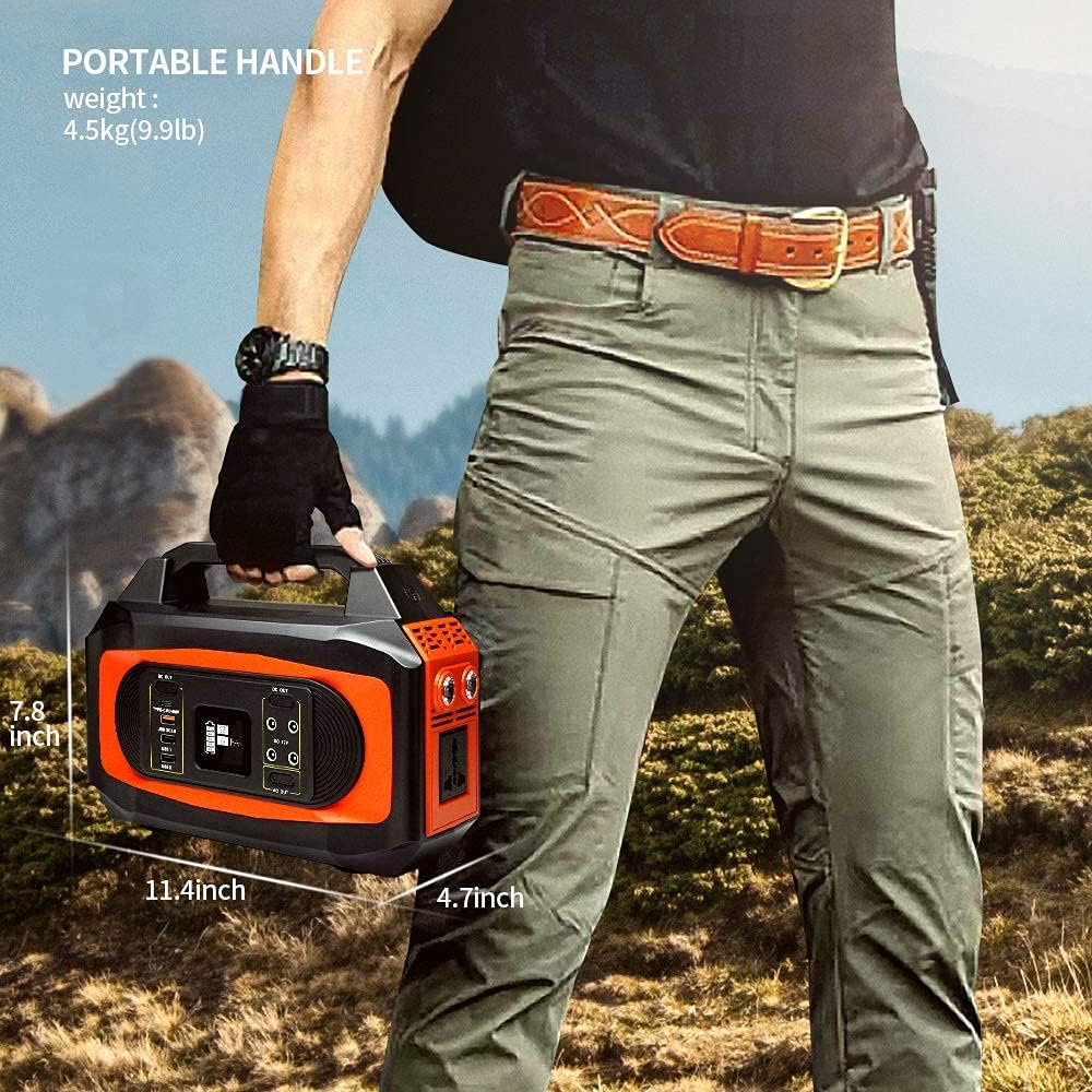 Portable Power Station 500W, 444Wh/120000mAh, 110V Pure Sine Wave AC Outlet Lithium Battery Solar Generator D384