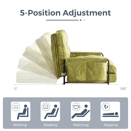 Beige Adjustable Floor Sofa with 2 Pillows L97338
