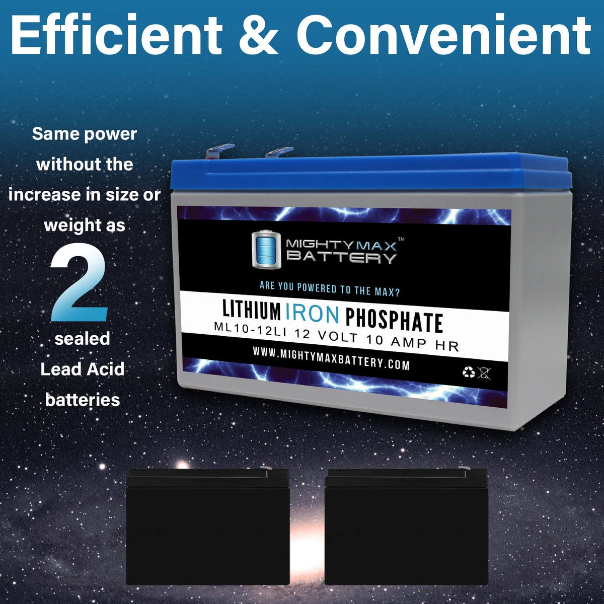 12V 10AH Lithium Replacement Battery 2 Pack Z42404