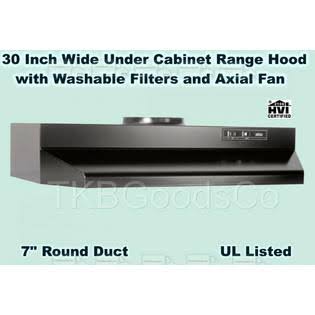 Black Over The Stove Range Hood Ducted 30x22 Exhaust Fan W242439