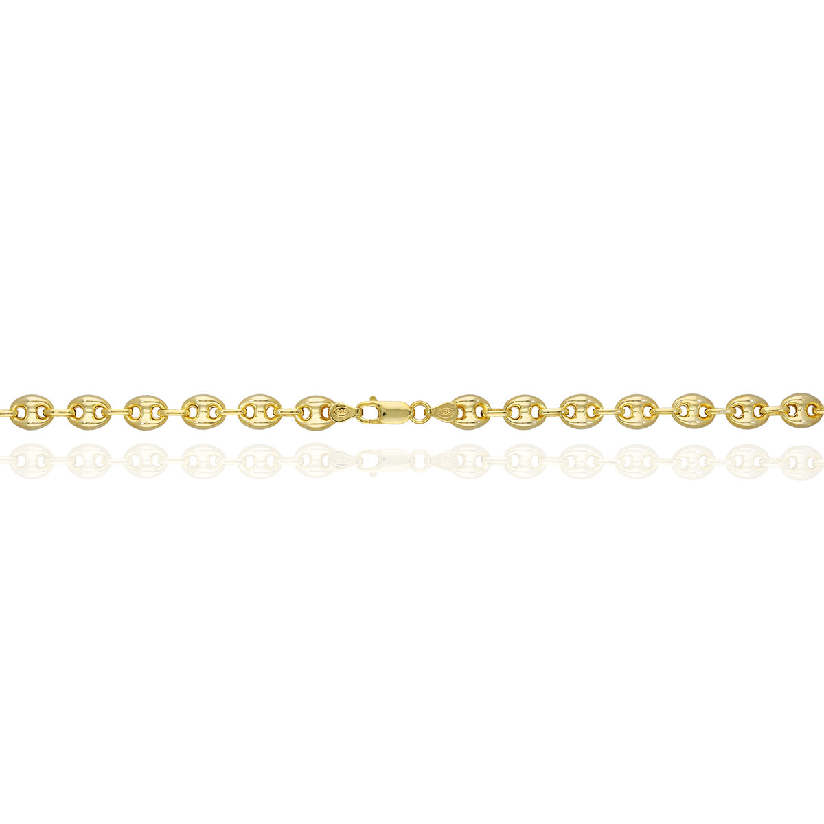 18K Yellow Gold Over Silver 8mm Anchor Chain Necklace 16"-24" J17267