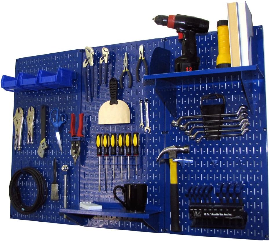 4 ft. Metal Pegboard Standard Tool Storage Kit with Blue Toolboard and Blue Accessories D1281