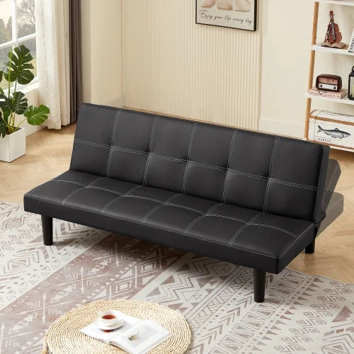 Black Velvet Convertible Sofa Bed E8893