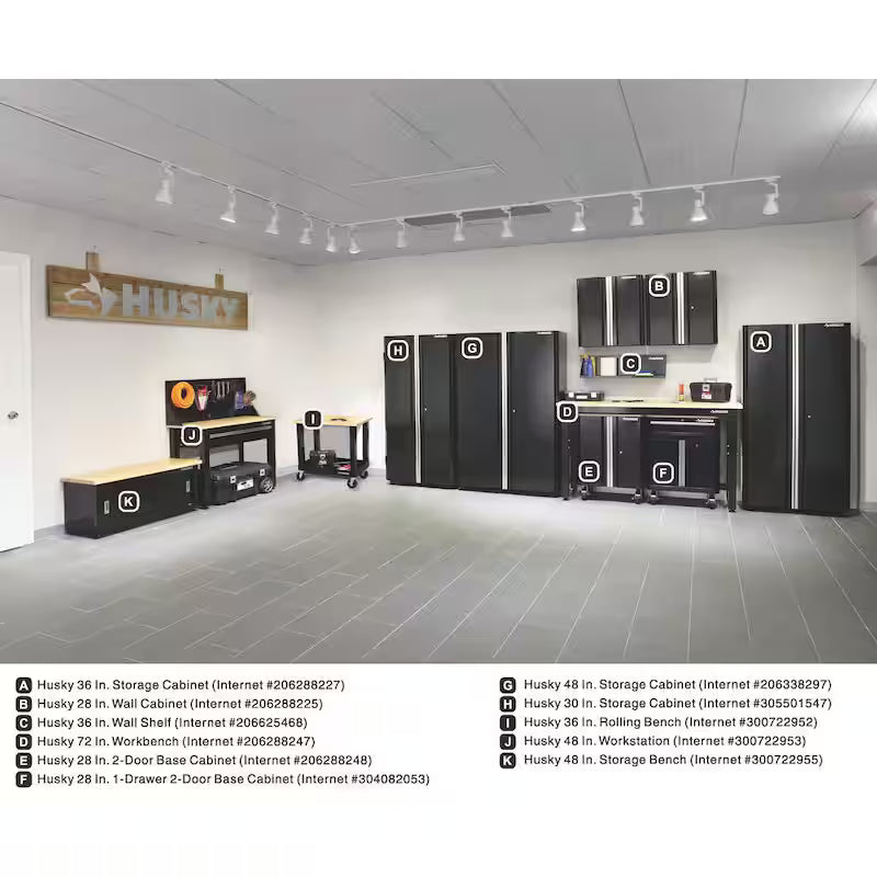 24-Gauge Steel 2-Door Garage Base Cabinet in Black D62966