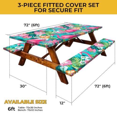 72x30 Inches 4Pcs Waterproof Polyester Picnic Table Cover with Carrying Bag D6555