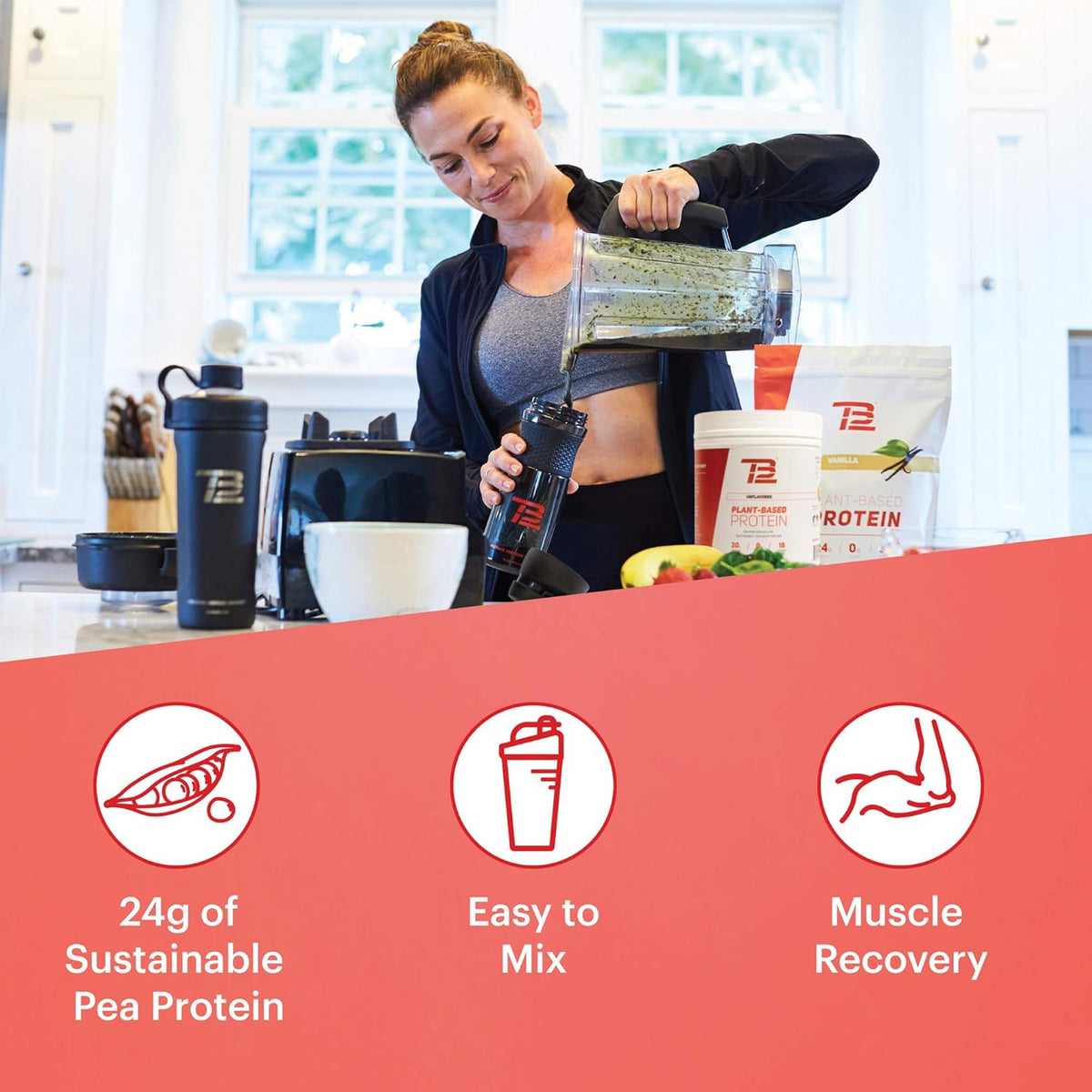 Plant Based Pea Protein Powder Vanilla Vegan 18 Servings Pack of 2 D16555