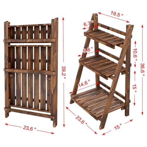 3-Tier Wooden Folding Plant Stand T889429