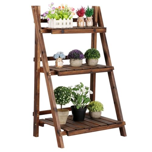 3-Tier Wooden Folding Plant Stand T889429