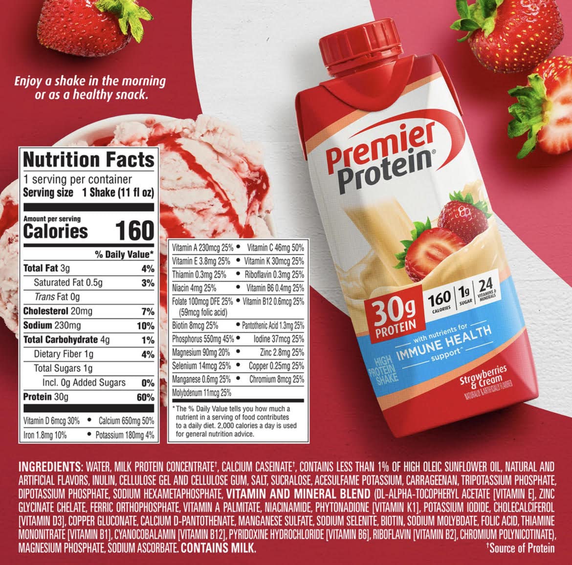 Strawberry Cream, Chocolate, and Vanilla Variety 11 Fl oz 12pk Protein Shake C98248
