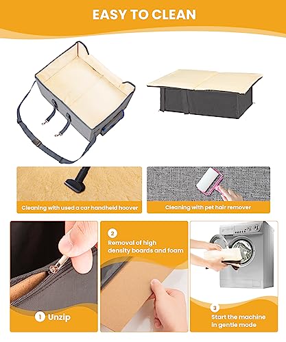 Elevated Dog Booster Seat Pet Travel Carrier Bed with Adjustable Straps Q646719