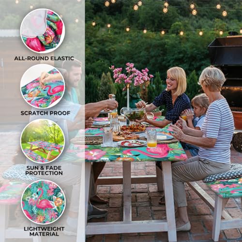 72x30 Inches 4Pcs Waterproof Polyester Picnic Table Cover with Carrying Bag D6555