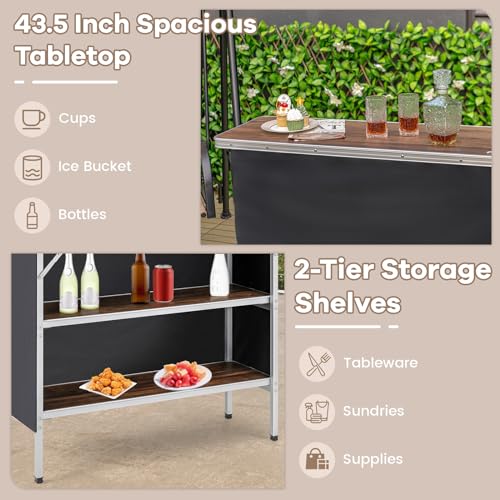 Brown Portable Bar Table with Carrying Bag O4928