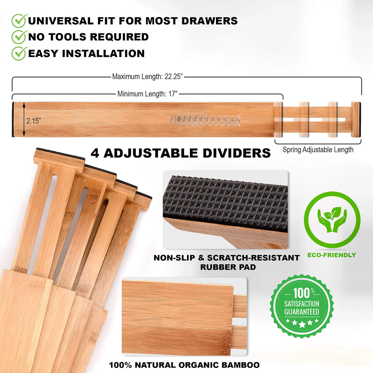 Natural Bamboo Drawer Dividers Q46887