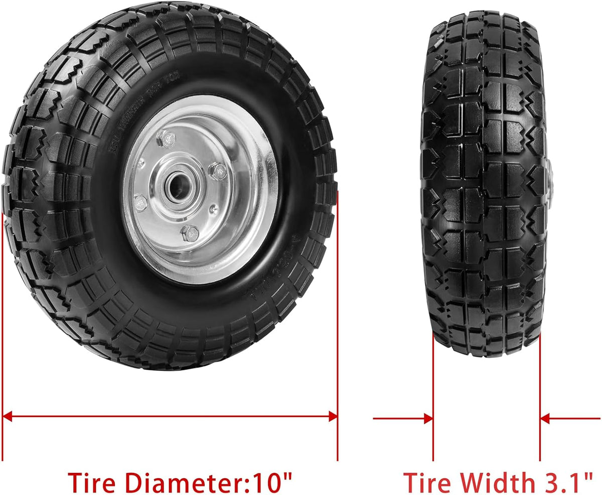 4.10/3.50-4 Flat-Free Solid Tires and Wheels with 5/8" Bearings 2-Pack V956