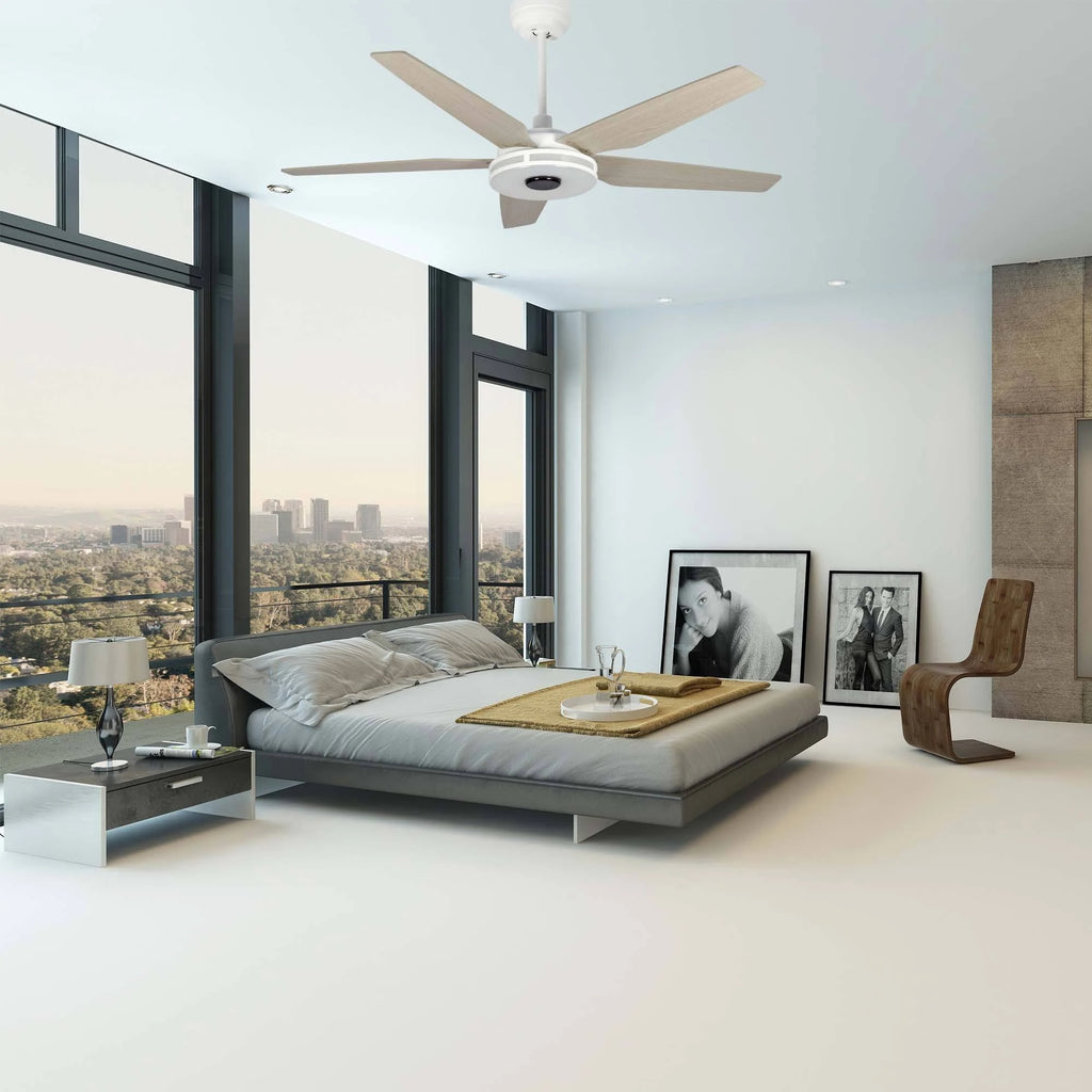 White Modern Wood Ceiling Fan W16809