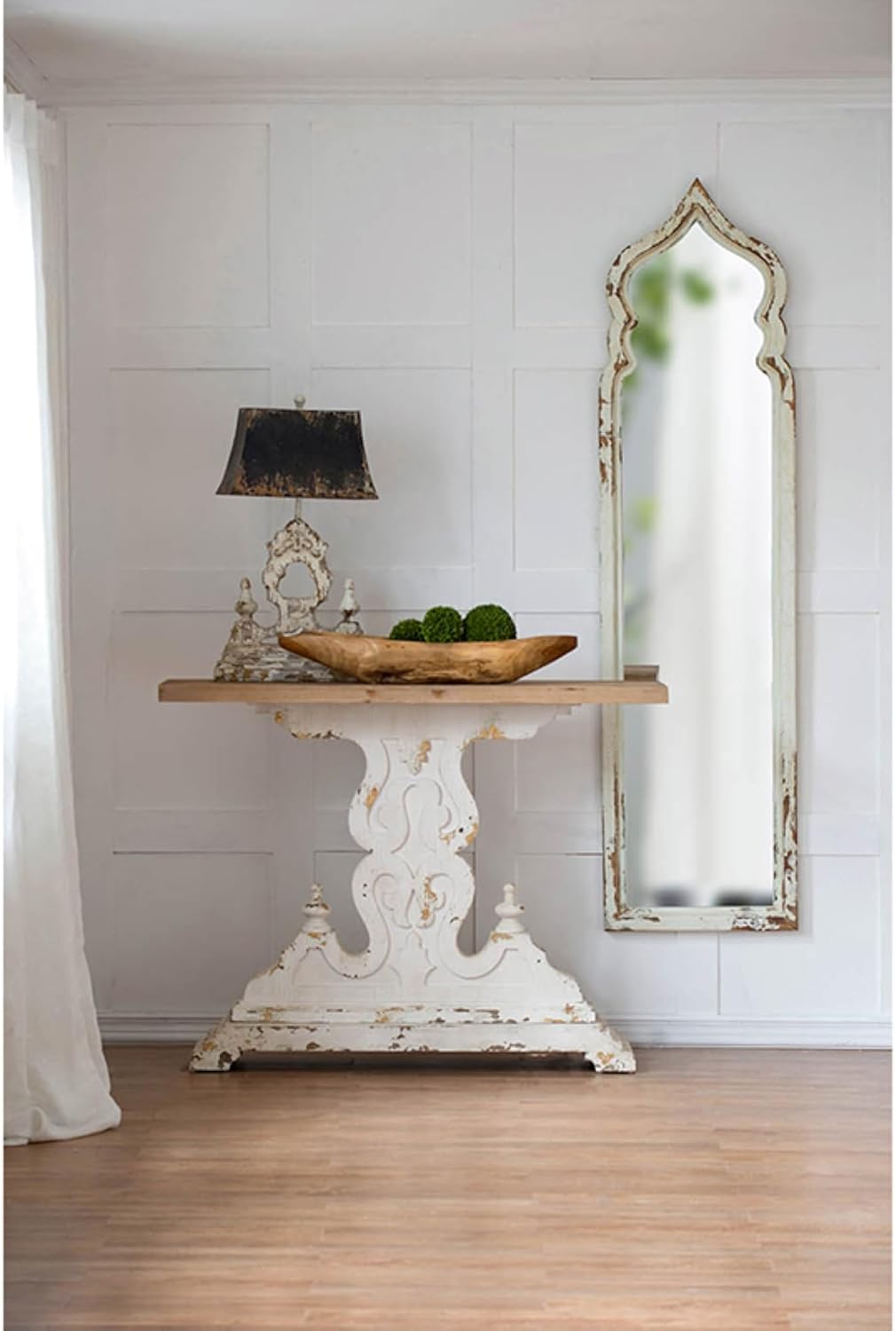Vintage Weathered White Full Length Floor Mirror Z263871