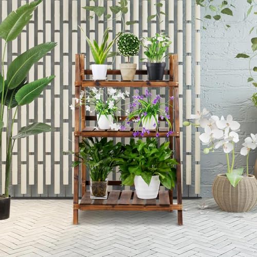 3-Tier Wooden Folding Plant Stand T889429