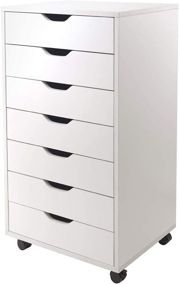 White 7-Drawer Wood Filing Cabinet Q4043