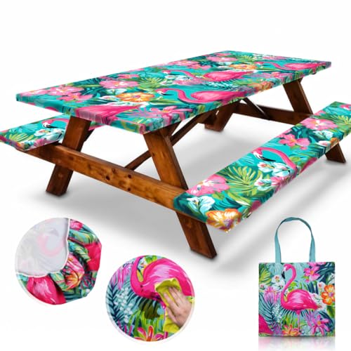 72x30 Inches 4Pcs Waterproof Polyester Picnic Table Cover with Carrying Bag D6555