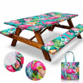 72x30 Inches 4Pcs Waterproof Polyester Picnic Table Cover with Carrying Bag D6555