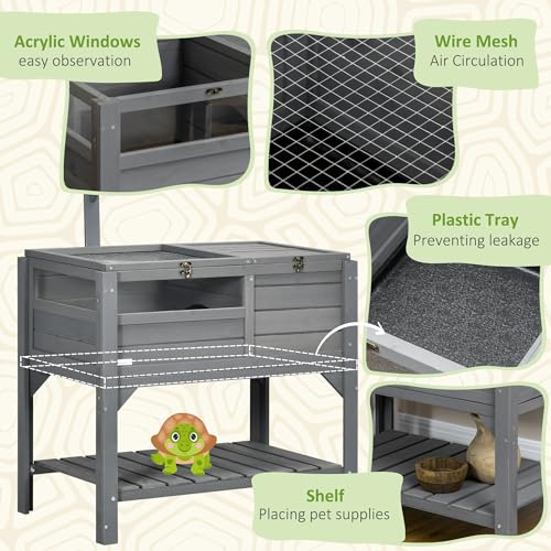 Gray Tortoise Enclosure with Shelf Storage L57784