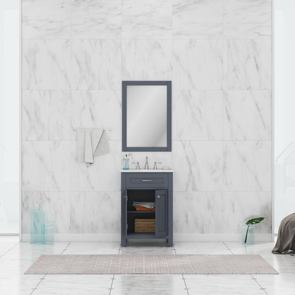 24 in. Single Gray Bathroom Vanity with Carrera Marble Top E31933