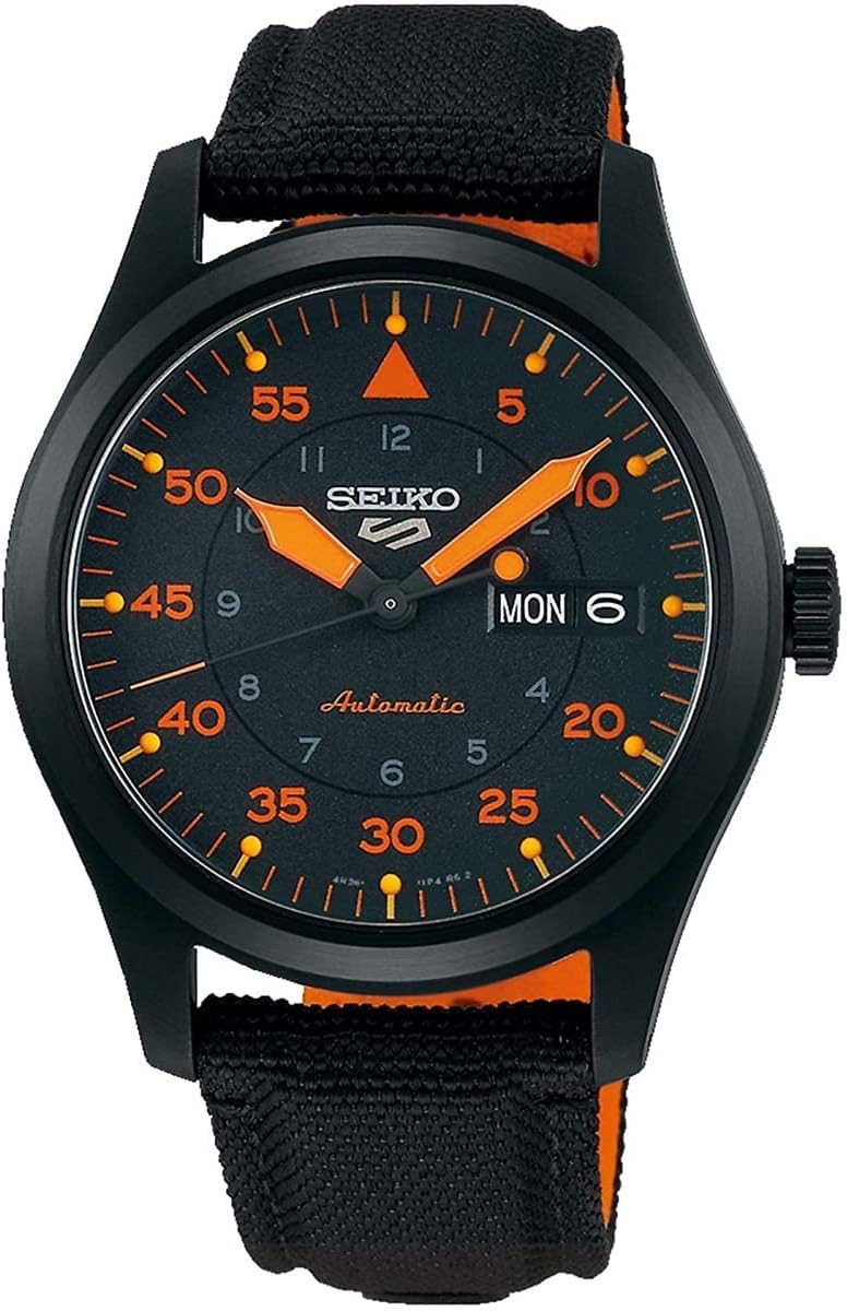 41-Hour Power Reserve Stainless Steel Watch with Black Nylon Strap and Blue Orange Dial H770058