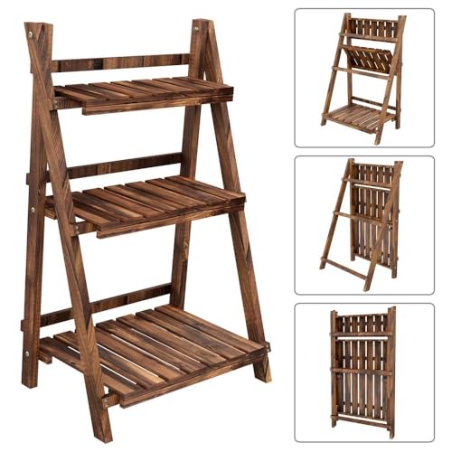 3-Tier Wooden Folding Plant Stand T889429