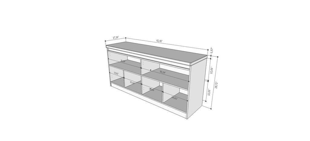 Nut Brown Buffet Cabinet with 6 Shelves V350