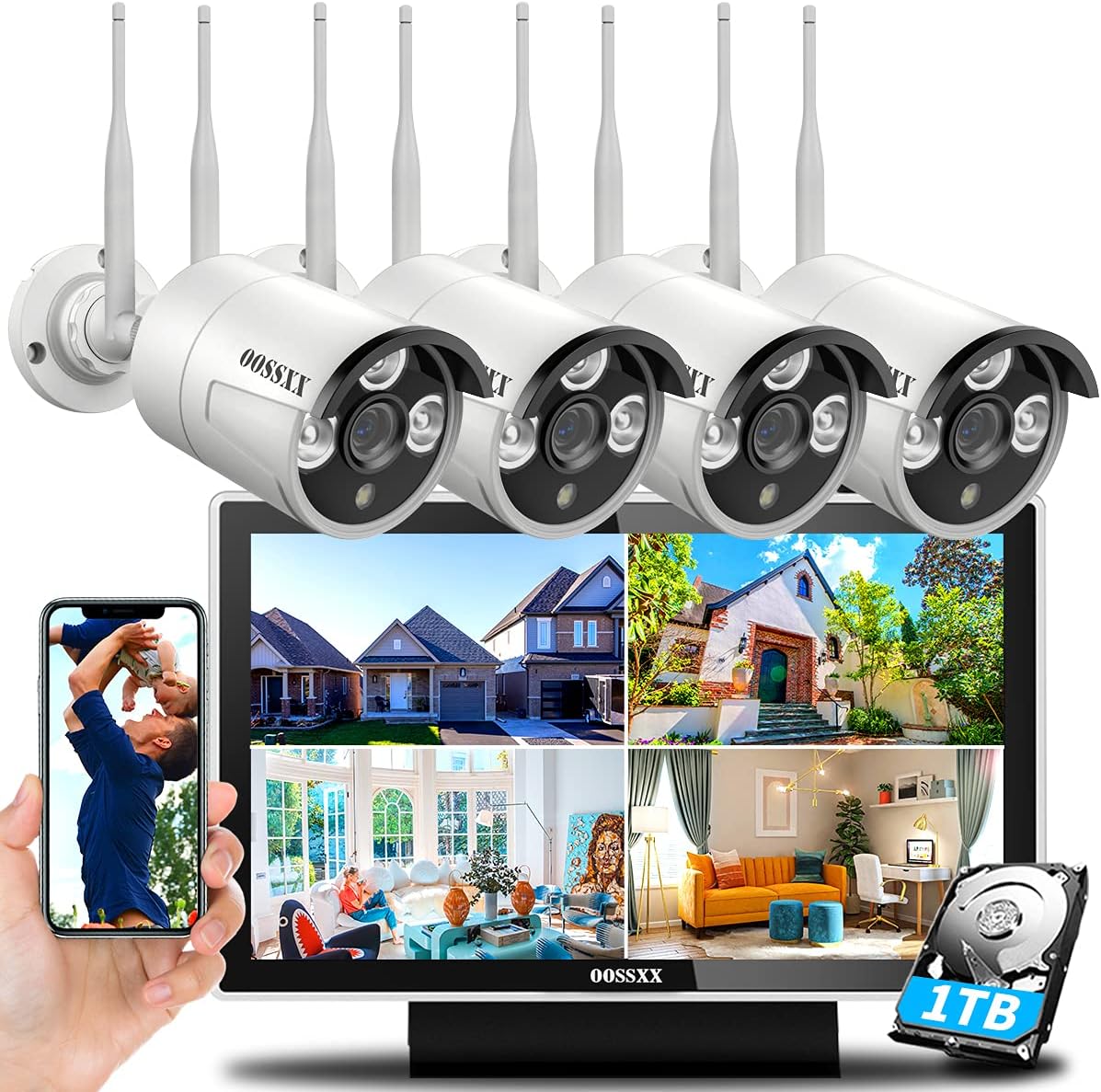 3K 5.0MP Wireless Security Camera System with 1TB Hard Drive E863