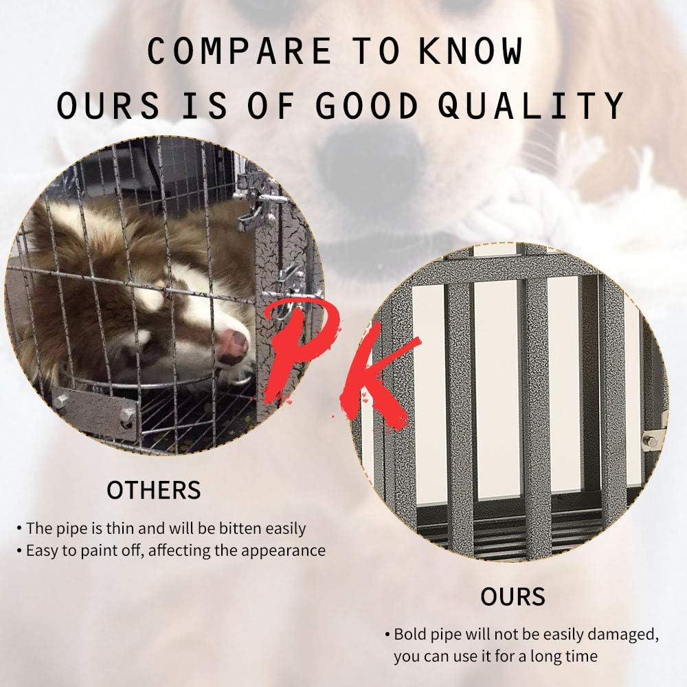 38 Heavy Duty Metal Dog Crate with Double Doors and Wheels, Black C9592