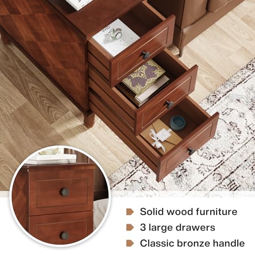 Brown 3 Drawer Narrow End Table P3230