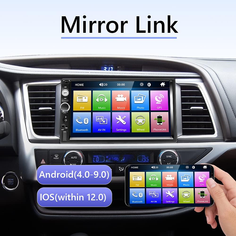 Double Din Car Stereo with Bluetooth, 7 Inch Touch Screen Car Radio MP5 Player with Backup Camera L8041