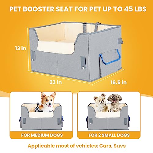 Elevated Dog Booster Seat Pet Travel Carrier Bed with Adjustable Straps Q646719