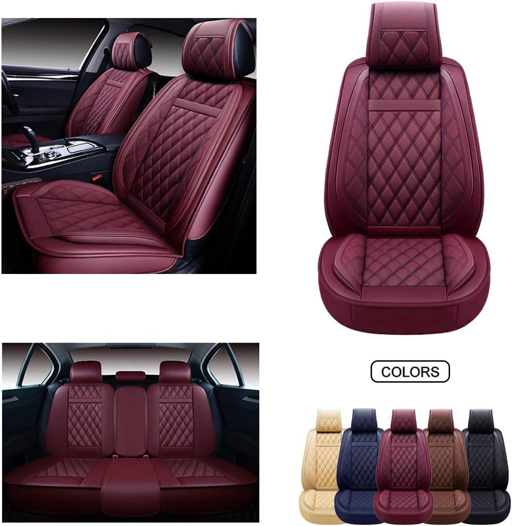 Brown Faux Leatherette Car Seat Covers Set L993920
