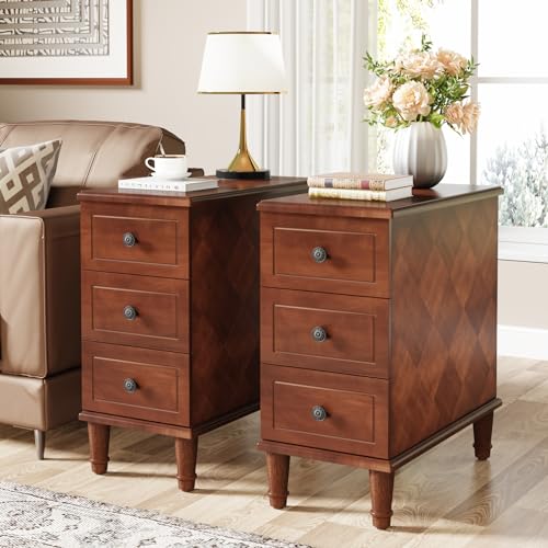 Brown 3 Drawer Narrow End Table P3230