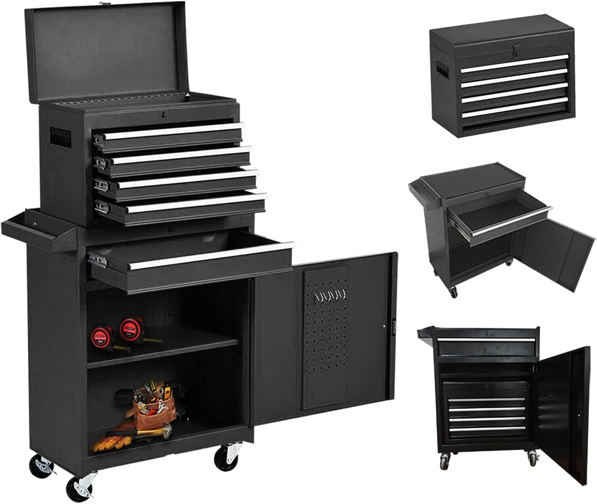 Black 5 Drawer Rolling Tool Chest with Locking System and Wheels I76222