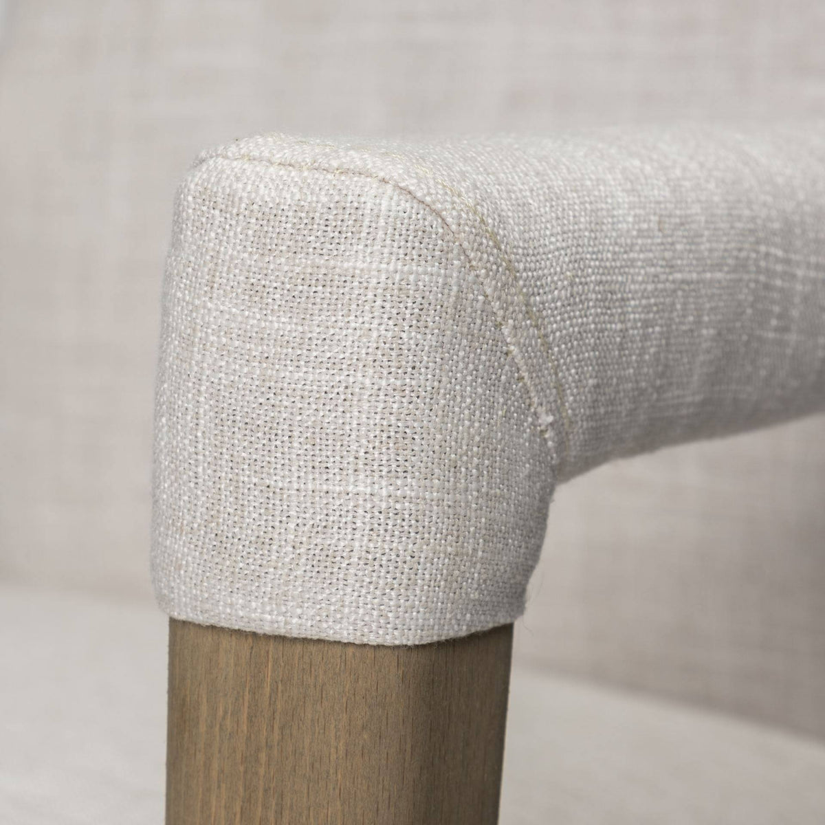 Cream Fabric Brown Wood Frame Dining Chair G4154