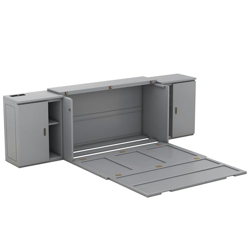 Murphy Bed with Storage Shelves and Drawers V499701